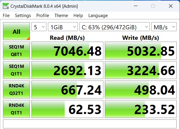 تست سرعت SSD لپ تاپ ویکتوس 15
